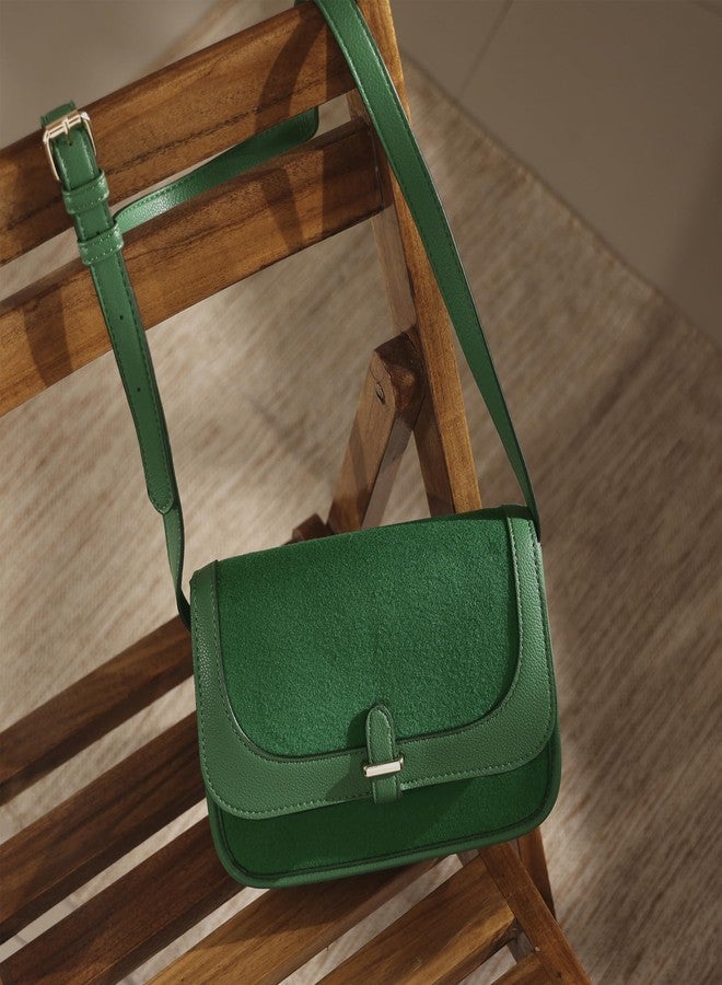 أكسيسورايز حقيبة كروس بودي من اللباد الأخضر من أكسسورايز لندن للنساء - Image 2